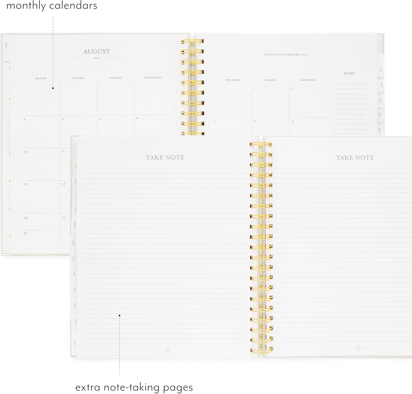 Sugar Paper 2025-2026 Large Weekly Spiral Academic Planner, August 2025 to July 2026, School, College & Student Planner, 12 Month, 10" x 11", Khaki Stripe