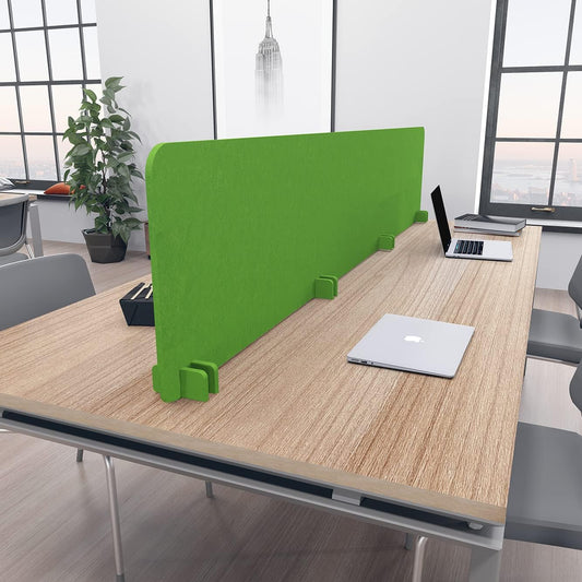 Freestanding Acoustic Desk Divider with Mount | Eco-Friendly Privacy Screen Panel | Noise Reducing Desk Partition | Tackboard Option & Easy to Install | Made from Recycled Plastic | Green - 18" X 47"