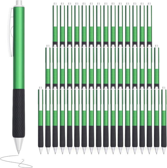 Pens Bulk, Black ink pen,50 Pieces,Smooth Writing Without Breaking Ink,0.5mm Nib,Soft Grip,Fine Office Supplies.Fine Gifts for Men and Women (Green Body)