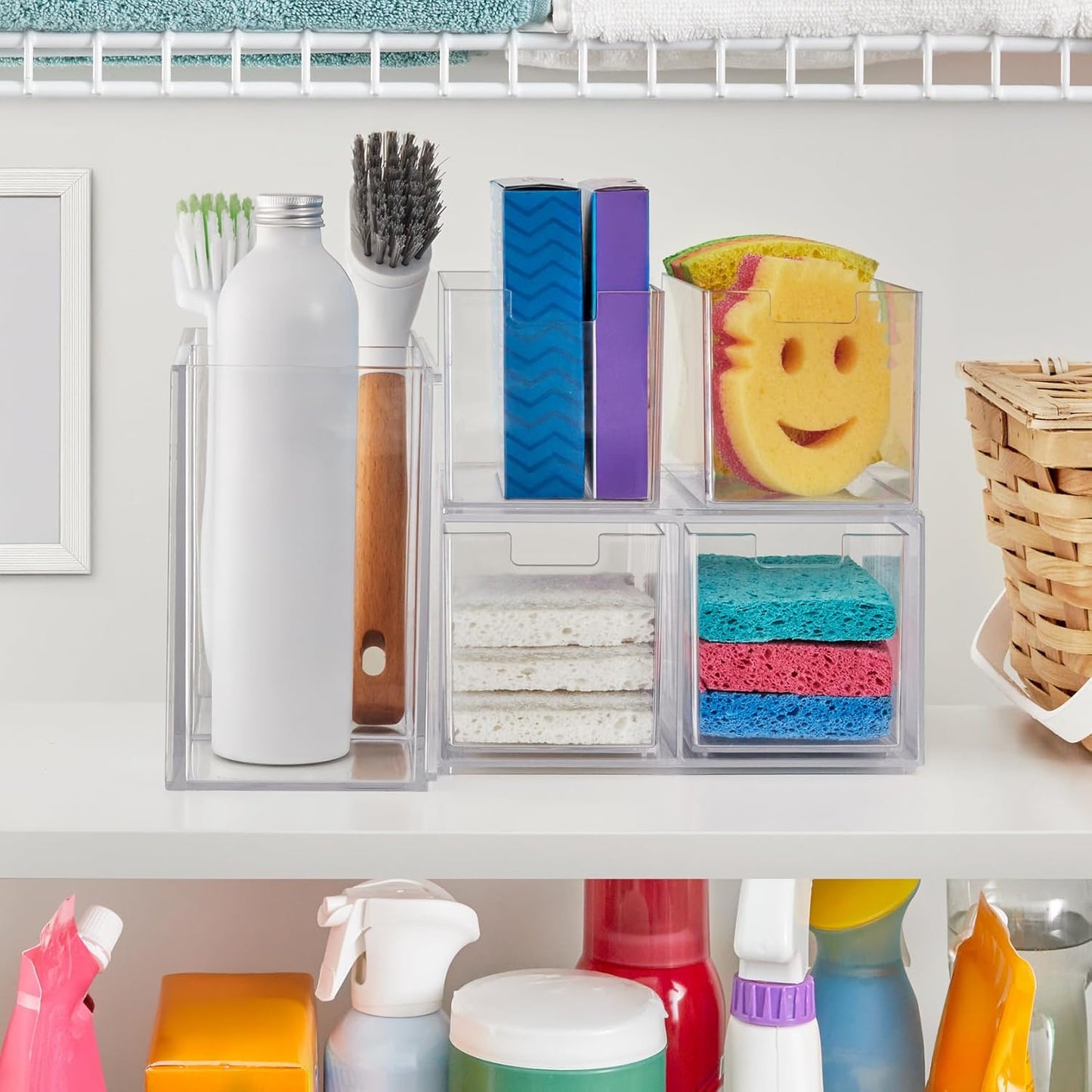 STORi Chloe Space-Saving Clear Drawer Organizer (4 Tall Drawers) Sort Office, Kitchen, Beauty Supplies, Makeup, Pens, Jewelry, Stationary, Made in USA