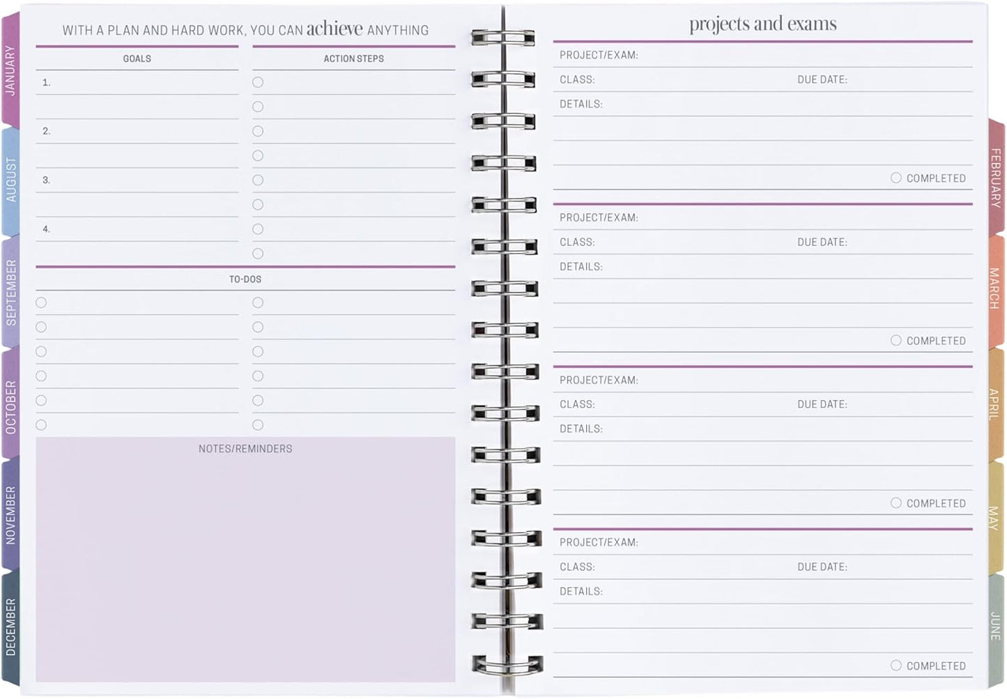Inspired by Erin Condren 12-Month A5 Academic Planner (Jul 2025 - Jun 2026), Compact Weekly and Monthly School Agenda and Tracker, 70 Lb. Text Weight Paper, Sunset Bloom Covers, Wire-O Spiral Binding