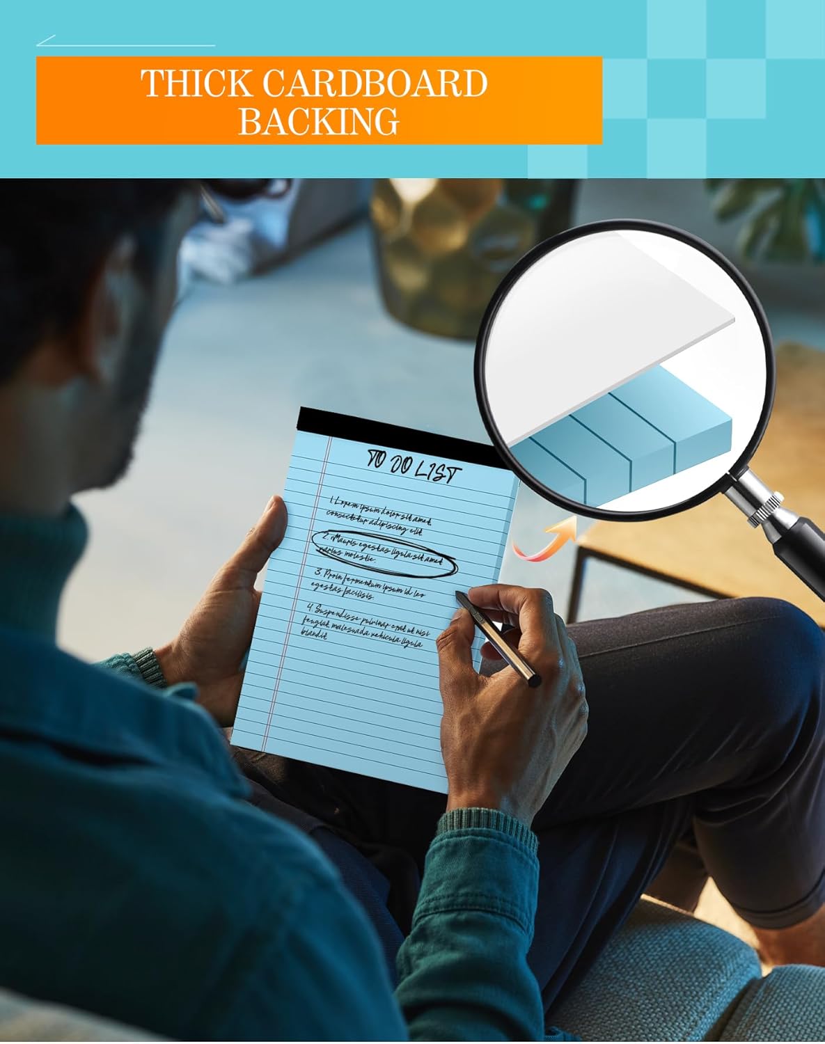 6 Pack Small Note Pads 5x8, Color Legal Pads 5x8 In, College Ruled Notepad Paper Pad with Sturdy Back, Perforated 5 x 8 Notepads Small Writing Pad Narrow Ruled Pads of Paper Notebook, Multicolor