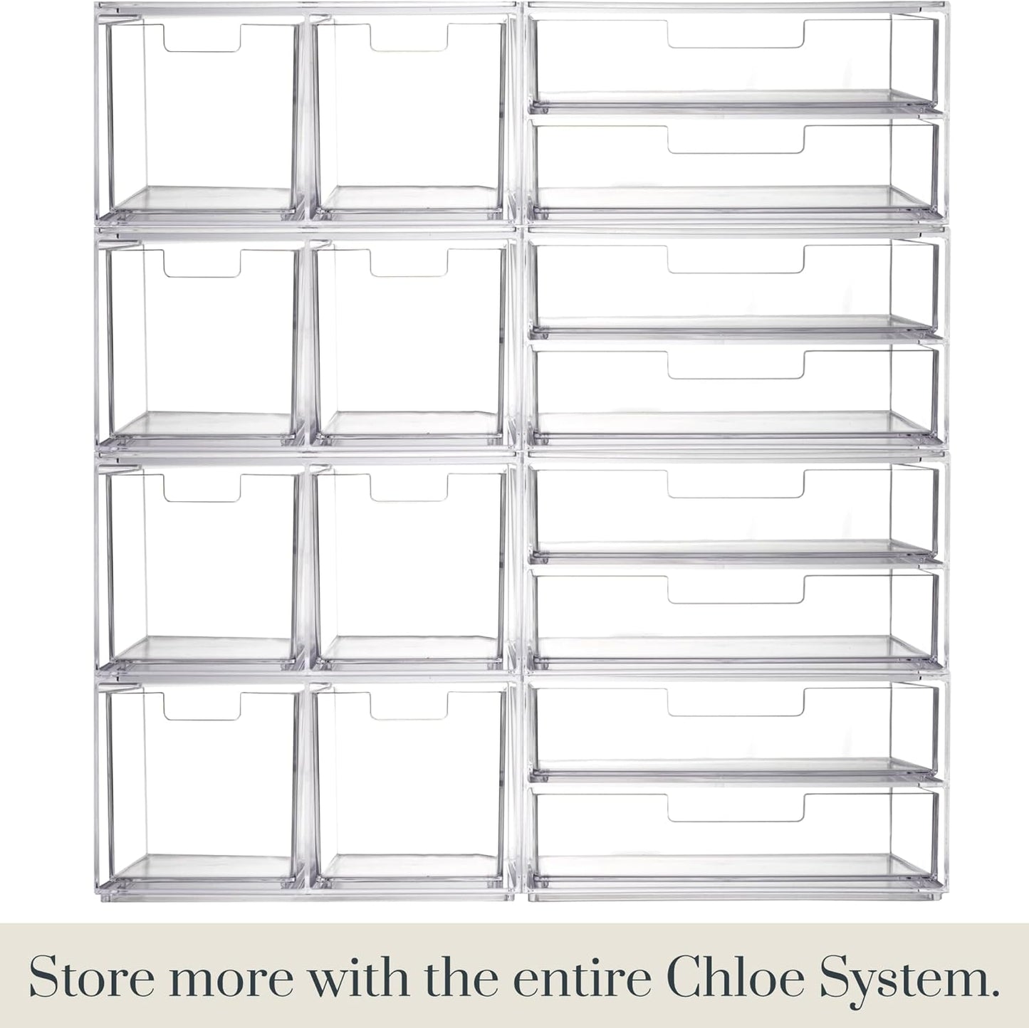 STORi Chloe Space-Saving Clear Drawer Organizer (4 Tall Drawers) Sort Office, Kitchen, Beauty Supplies, Makeup, Pens, Jewelry, Stationary, Made in USA