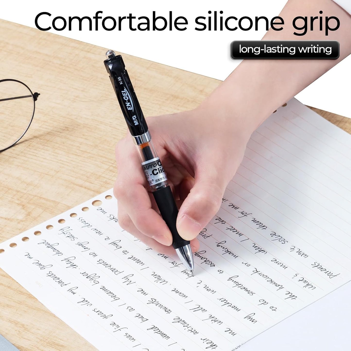 M&G 12 Pcs Gel Pens, Black Ink Pens Medium Point 0.7mm, Retractable Gel Ink Pens with Premium Ink & Soft Grip for Smooth Writing Office School Home Men Women