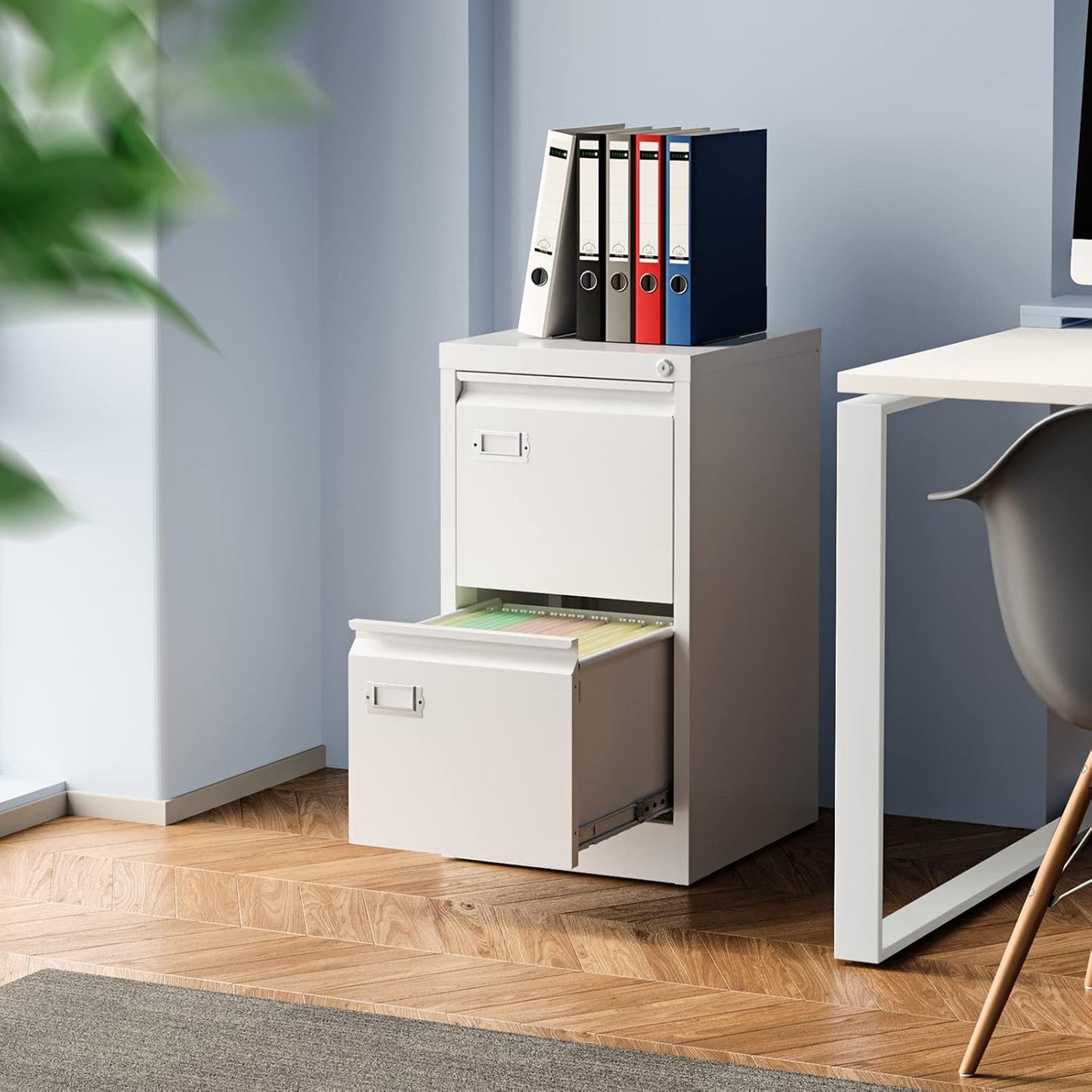 2 Drawer File Cabinet, Filing Cabinets for Home Office, Metal Vertical File Storage Cabinet with Lock, Locking File Cabinet for A4 Legal/Letter, 15" W x 17.7" D x 27.1" H, Assembly Required