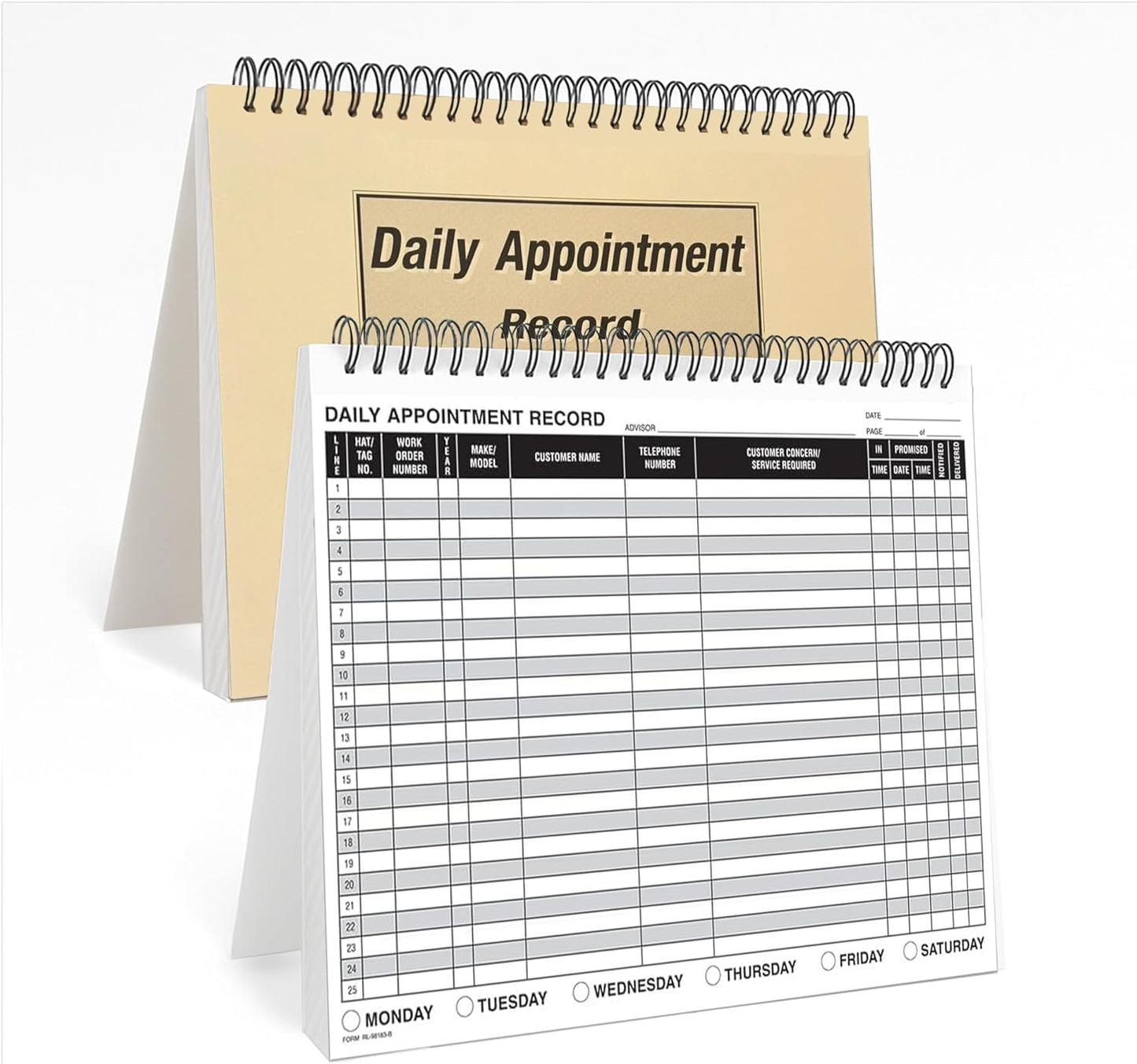 MICRO TEC Daily Appointment Record Log Books – 8.5" × 11" Spiral Bound Planner – Durable 90# Paper Notebook for Auto Repair Shops, Service Advisors & Daily Tracking - 100 Pages/Book (Book of 1)