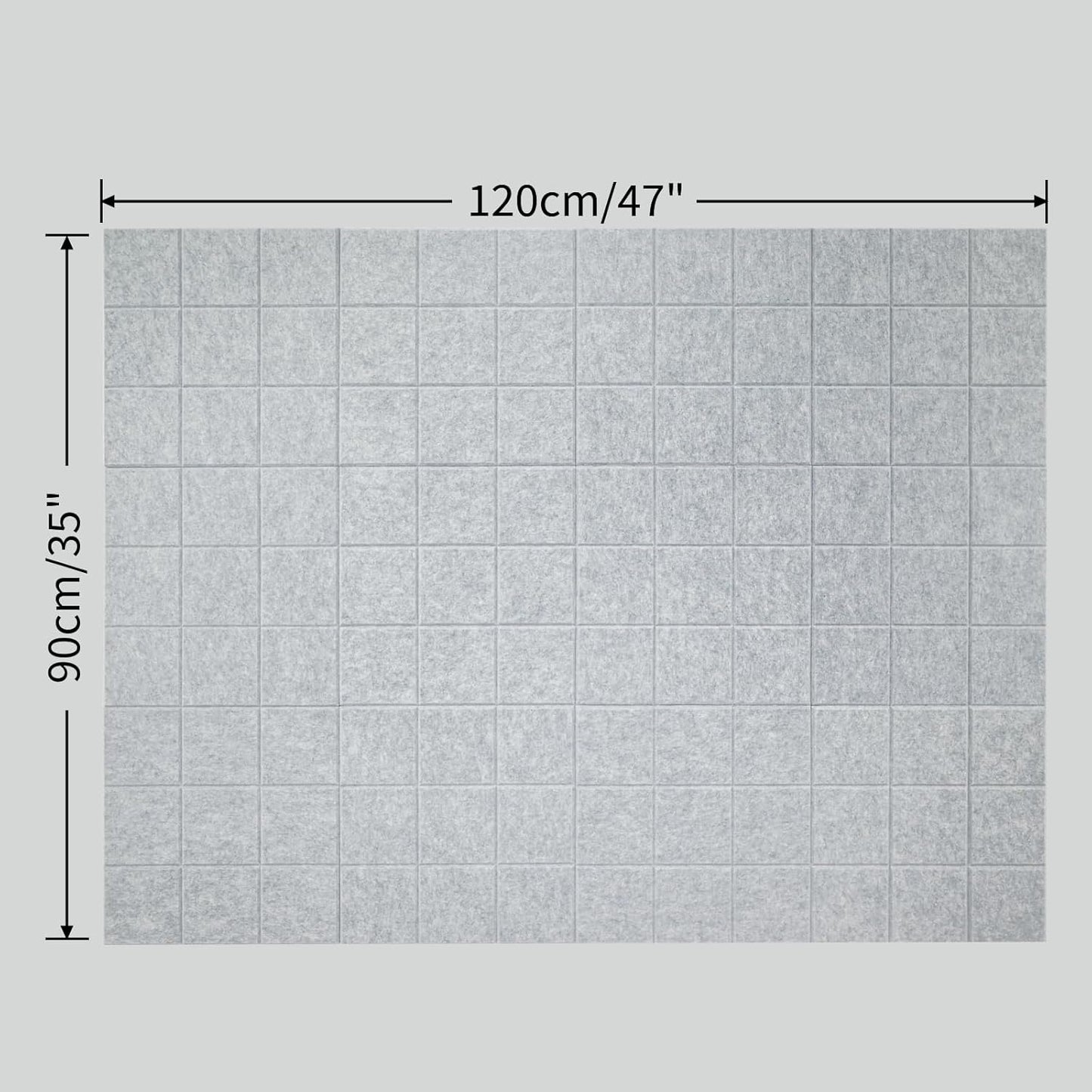 12 Pack Large Cork Board for Walls, 48" X 36" Felt Bulletin Board Tiles with 48 Safe Removable Adhesive Tabs & 60 Push Pin Board Decorative Cork Board Tack Board Wall Organizer for Office - Grey