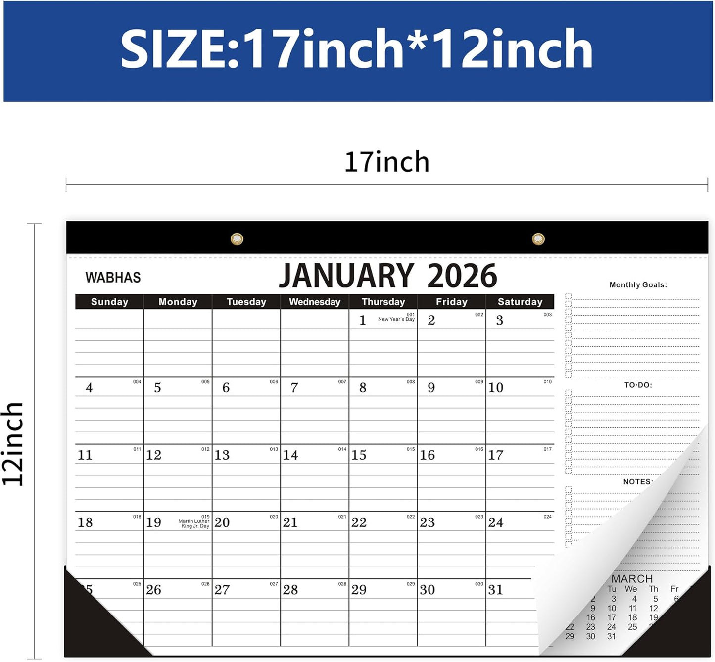 Desk Calendar 2026,January 2026 to June 2027,2026 Desk Calendar with to-do list,Calendar 2026-2027-18 Months,2026 Calendar 17" x 12" for Home or Office.