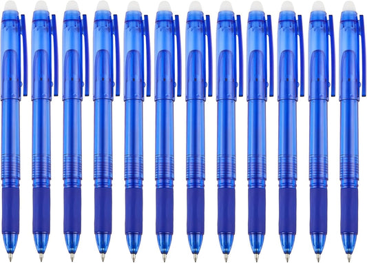 Volcanics Blue Erasable Gel Pens, 0.7mm Fine Point Gel Erasable Pens - Compatible with Rocketbook, 12 Pack, Smooth Writing Pens Pencil-Like Precision for School & Office