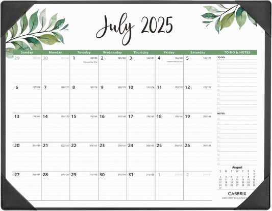 Large Desk Calendar 2025-2026 with Desktop Mat, Cabbrix Desk Pad Calendar 22 x 17 Inch Covering July 2025 to December 2026, Desk Blotter Calendar 2025 for Home School and Office