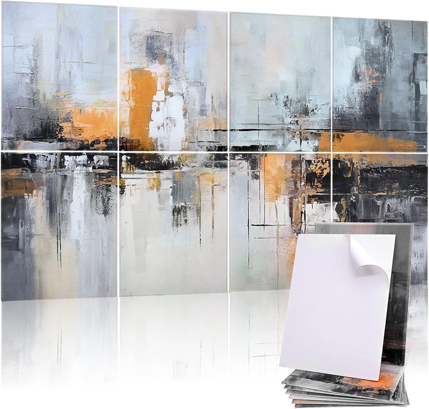 8 Pack Acoustic Panels, Soundproof Wall Panels, 48X32in Sound Proof Panels for Walls, Sound Absorbing Wall Art Decorative, Sound Dampening Panels for Recording, Home Studio(After-rain City)