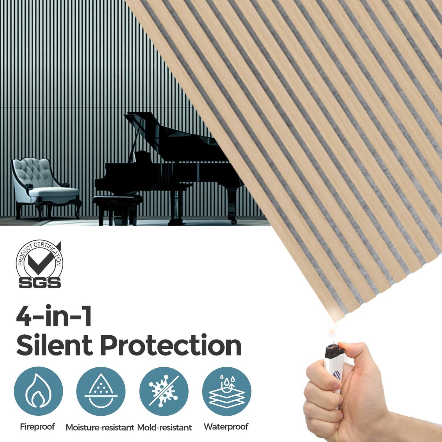 AKUMAX 4 Pack Soundproof Wall Panels-Acoustic Panels 4.72x6.3Inches 3d Wall Panels High Density Sound Dampening Panels (Sample)