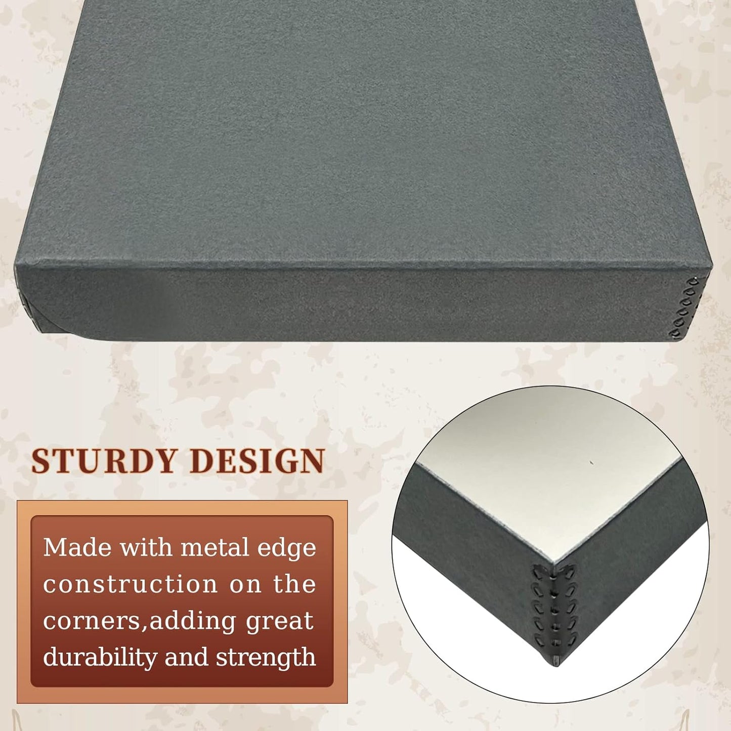 Golden State Art, Archival Folio Storage Box 11x17, Clamshell Design with Metal Edge, Preserve And Store Photos Documents Cards Prints Arts Crafts DIY, Gray