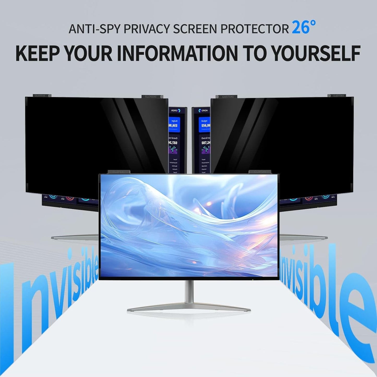 Magnetic Computer Privacy Screen 23.8 inch, Hanging Privacy Screen for Computer Monitor for 16:9 Frameless Monitor, Acrylic Eye Protection Anti Glare Blue Light Computer Screen Privacy Filter
