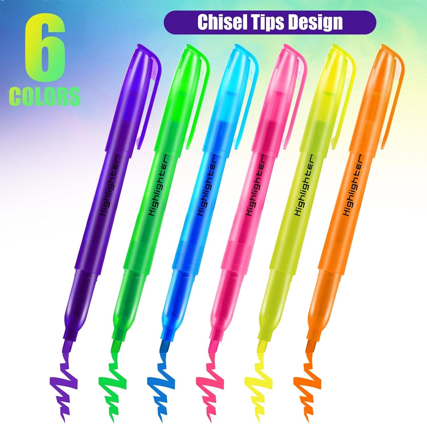 Highlighters Assorted Colors Bulk, 30 Pcs Pastel Highlighters Bulk with 6 Colors, Colored Highlighters for Office and School Supplies