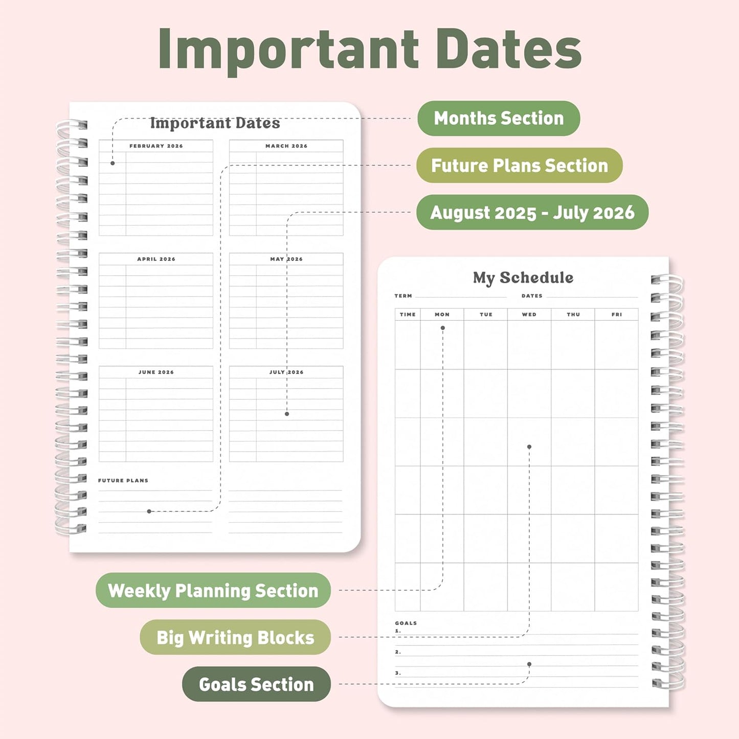 Sweetzer & Orange Academic Planner 2025-2026 – Student Planner for August 2025 to July 2026 – Weekly & Monthly Layout – Sturdy Cover & Stickers – Checkered Green Design – 5.5” x 8.5”