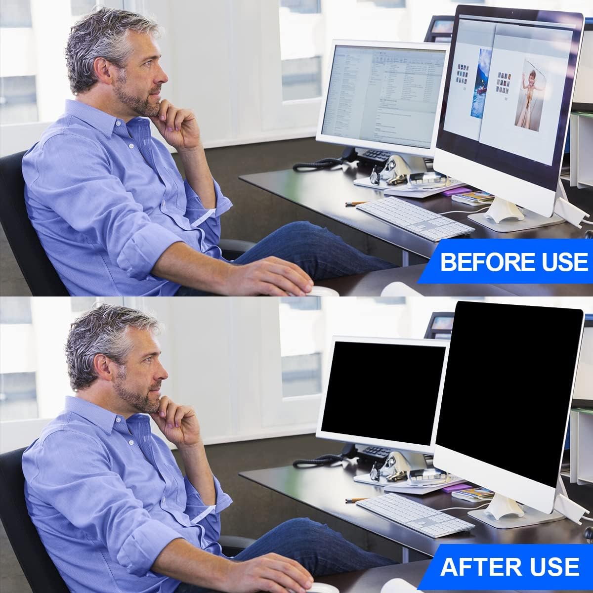 Computer Privacy Screen Filter 21.5 Hanging Monitor Privacy Screen Protector for 16:9 Aspect Ratio Widescreen Computer Monitor, Eye Protection Anti Glare Blue Light Screen Protector