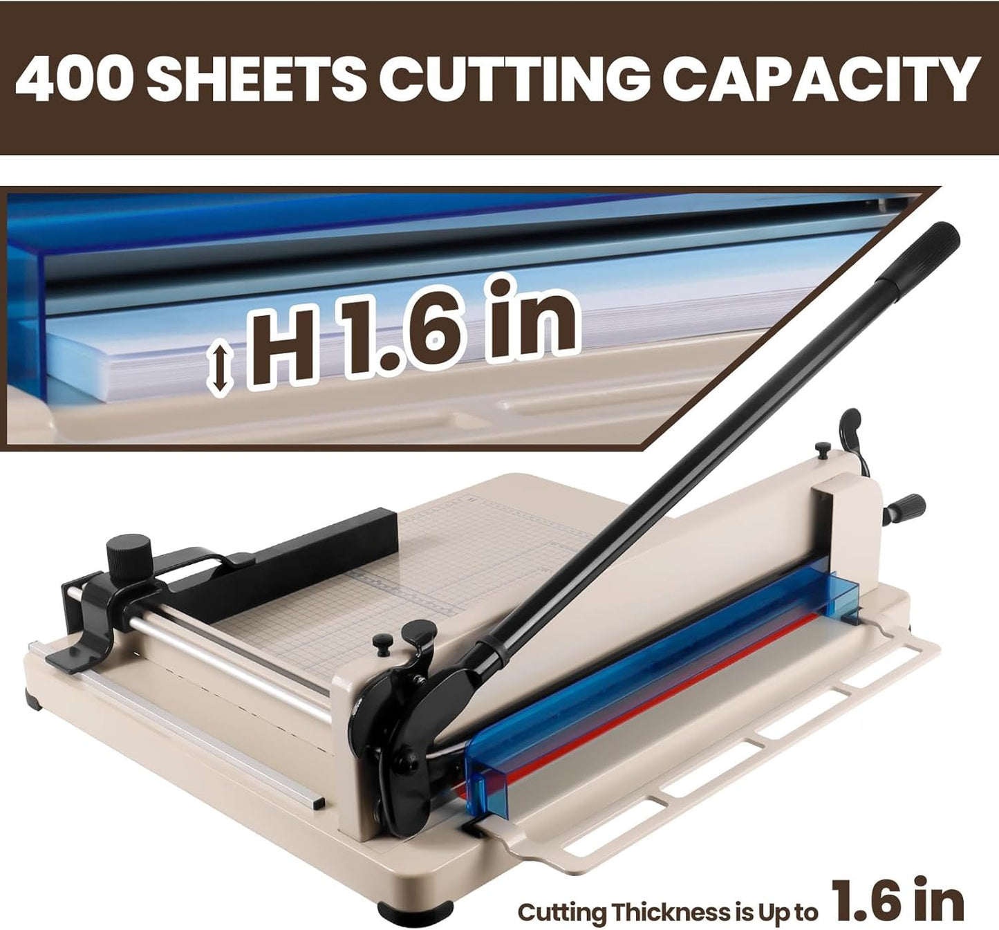 Heavy Duty Guillotine Paper Cutter, Professional Large Paper Trimmer with Safety Lock, Precision Cutting, Guillotine Style Paper Cutter for Office, School and Workshop (17 inch for A3)