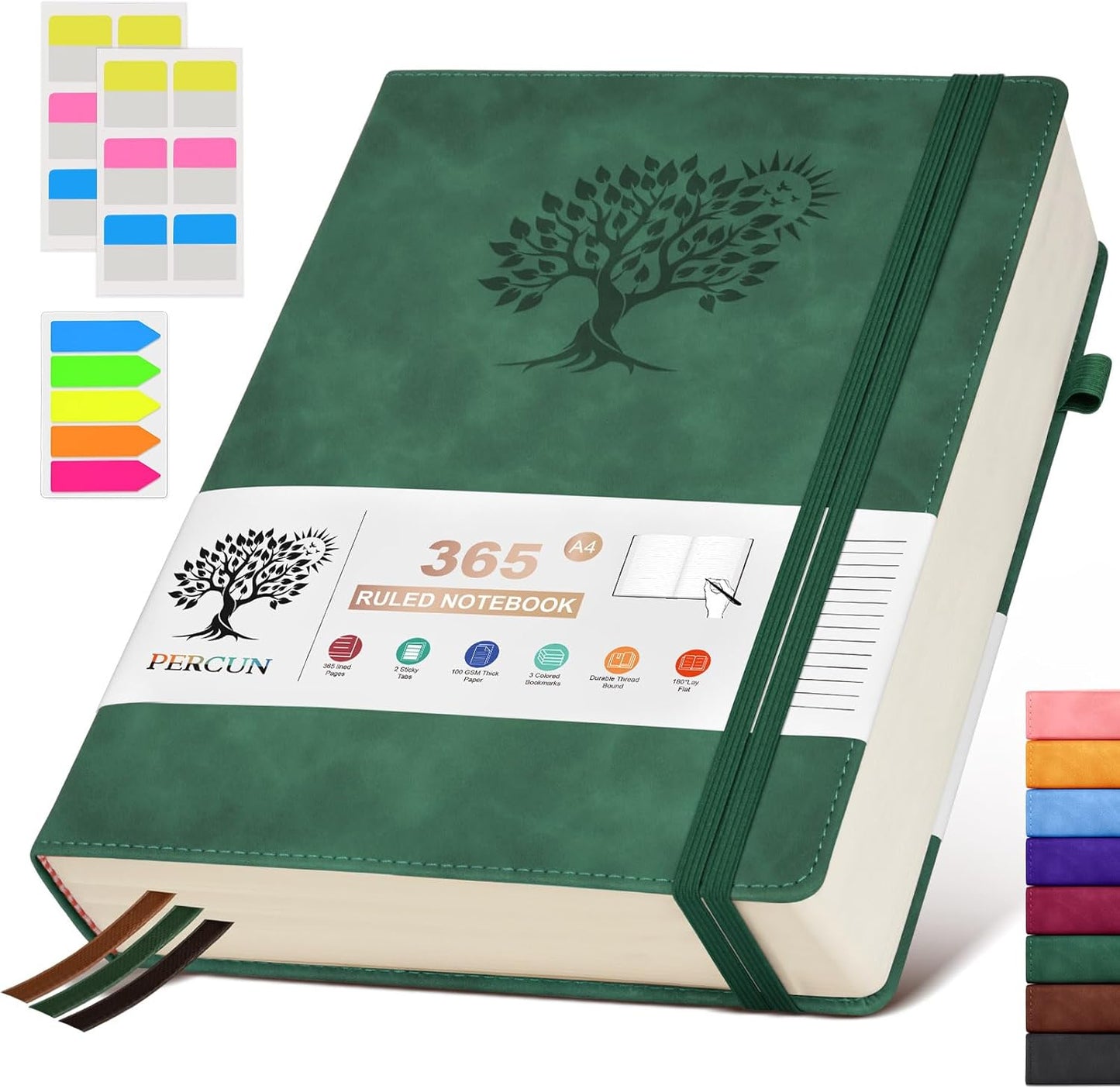 A4 Lined Journal Notebook，365 Page Large Leather Journals for Writing Women Men，Hardcover Notebook with 100Gsm Thick Pages for Travel，Work，School，College Ruled, Daily Diary (8.5" x 11.4")