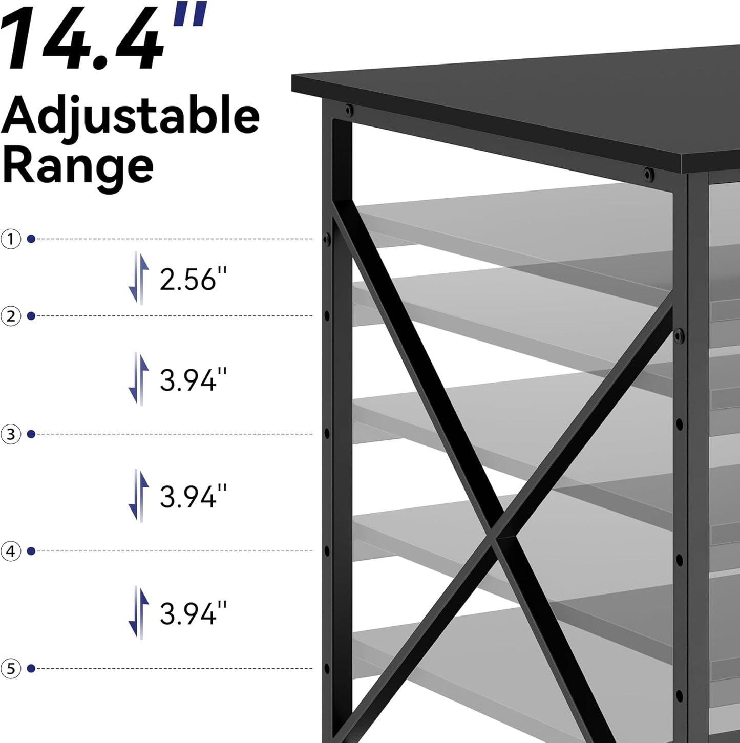 Warmiehomy 24"x24"x30" Large Printer Stand with Storage, 3 Tier Rolling Printer Cart Table, Mini Fridge Stand with Wheels, Use for 3D Laser Printer Home Office, Black