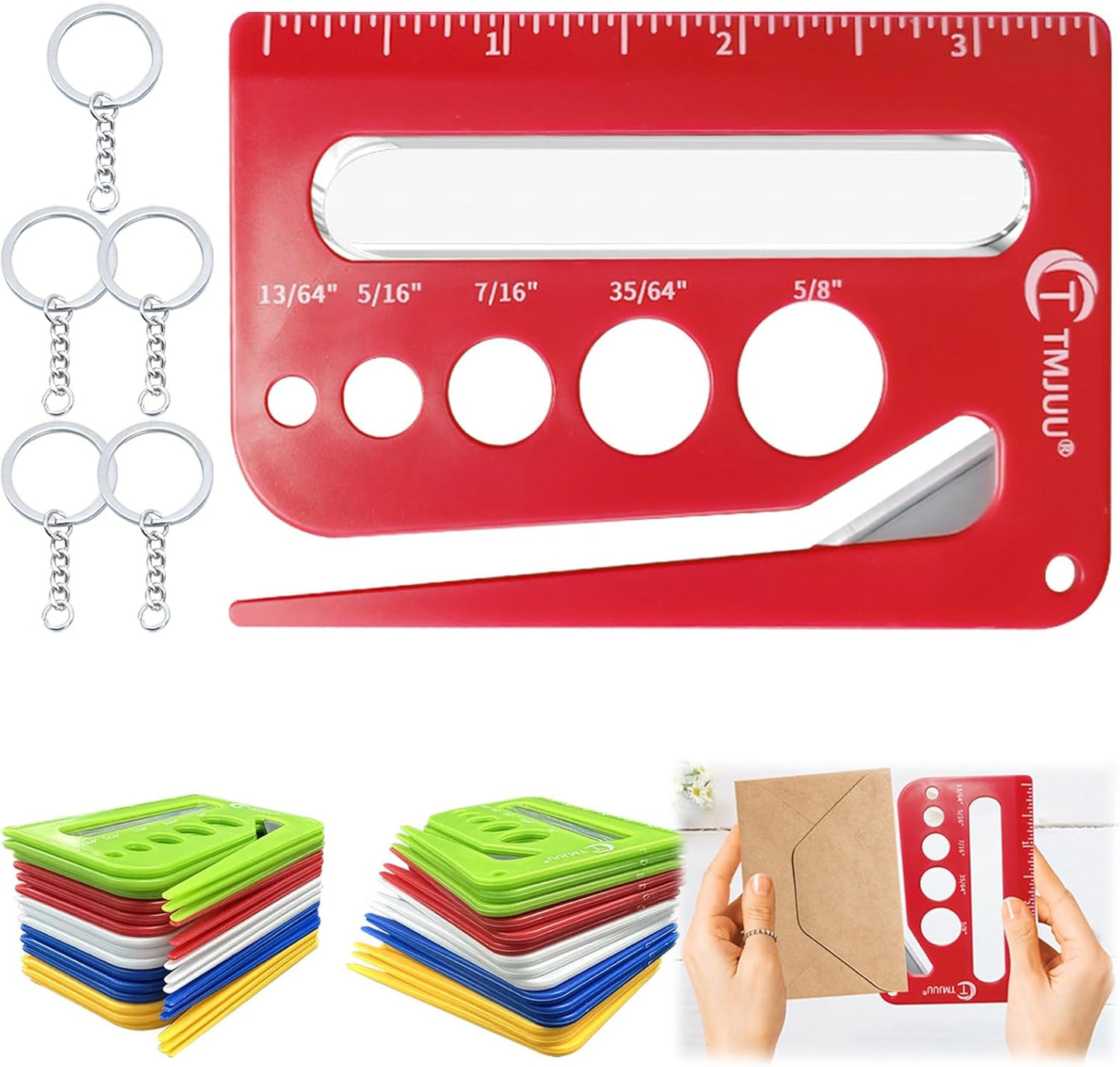 15 Pcs Letter Opener Envelope Slitter, Mail Opener Tool, Envelope Opener Slitter, Envelope Opener for Office, Letter Opener with Hidden Blade, Scale and Magnifying Glass