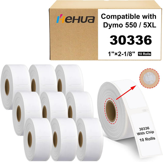 Hehua 1" x 2-1/8" Compatible with DYMO Labelwriter 550 5XL 450 4XL Turbo 30336 with RFID Chip, Return Address Labels, Thermal Barcode FNSKU Labels, Total 5000 Labels/10 Rolls