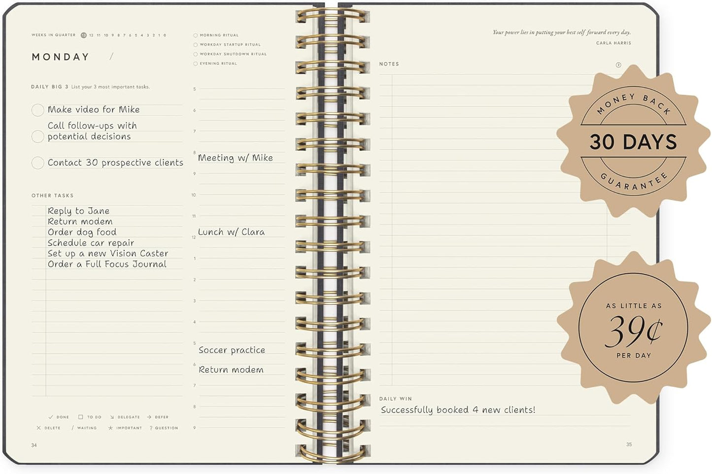 Full Focus Leather Coil Planner by Michael Hyatt - The #1 Daily Planner to Set Annual Goals, Increase Focus, Eliminate Overwhelm, and Achieve Your Biggest Goals - Hardcover (Eggplant)