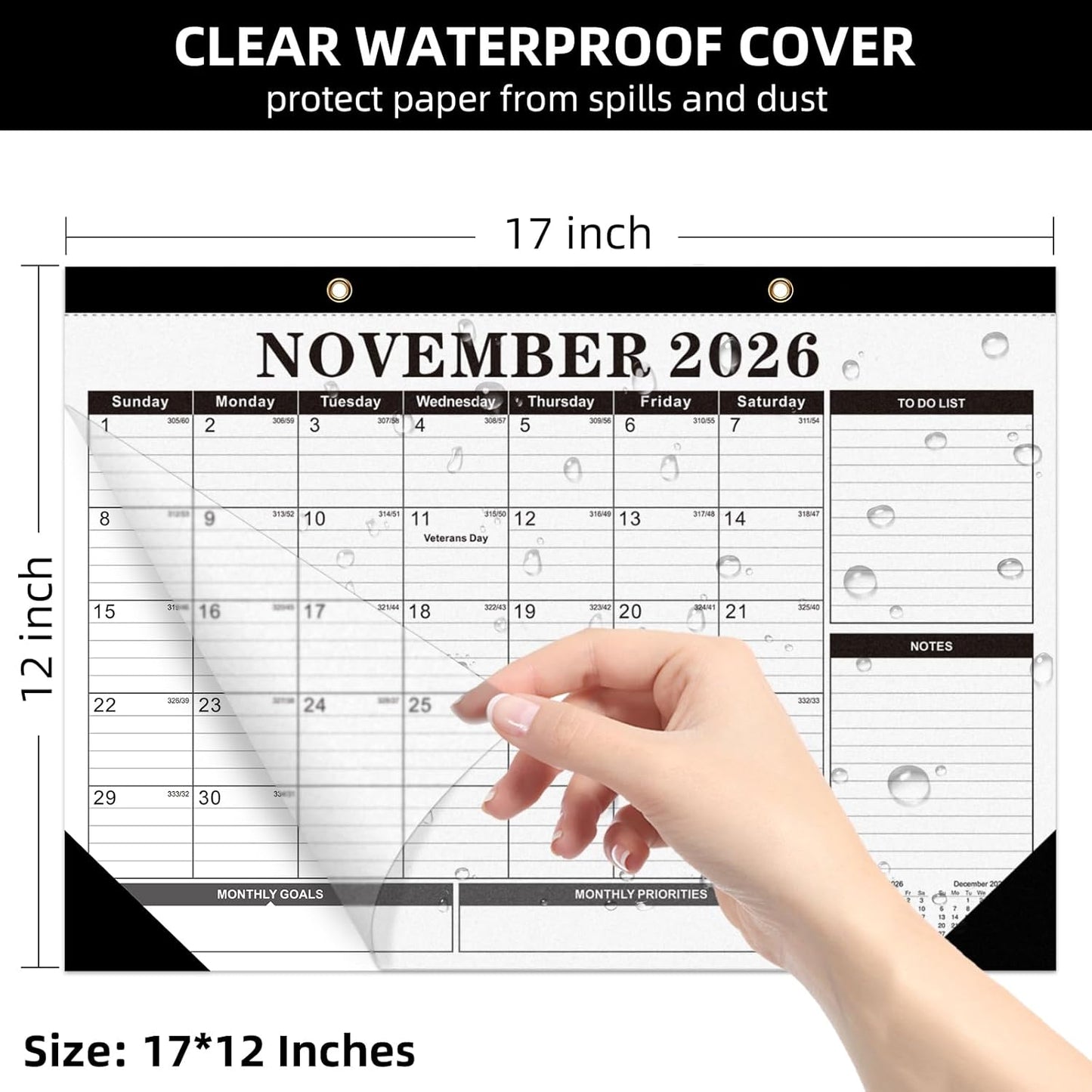 Tcamp 2026 Calendar, Desk Calendar 2026-2027 from January 2026 to June 2027, Large 17" x 12" Wall Calendar with Julian Dates, 18 Months Desk Planner for Home School Office Desktop, Christmas Gifts