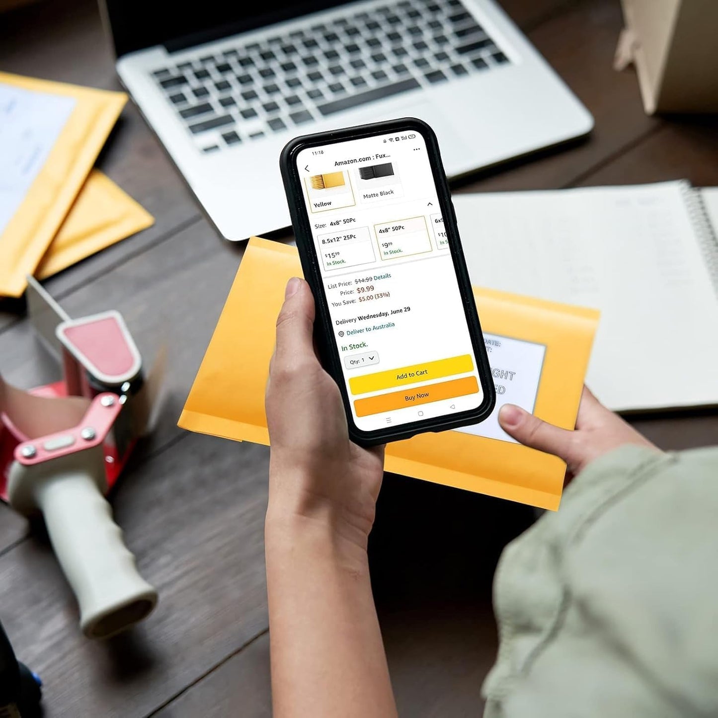 Fuxury Kraft Bubble Mailer 4x8" 800Pack Strong Adhesion Padded Envelopes Thick Bubble Envelopes Usable Size 4x7" Waterproof Cushioned Padded Mailers Packaging for Small Business #000 Yellow