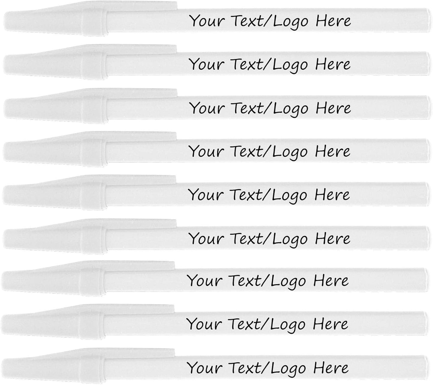 Personalized Stick Pens With your Custom Logo or Text-500 Pack Bulk-for Businesses, Parties, and Events, Custom Printed Slim Ballpoint Pens Colored with Cap, White, Black Ink