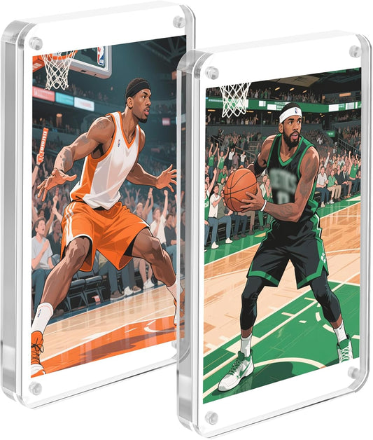 2 Packs Card Display Stand, Strong Magnetic Acrylic Trading Card Display Frames, Thickened Stable Support for Baseball & Sports Card Display Case with 2 Card Sleeve