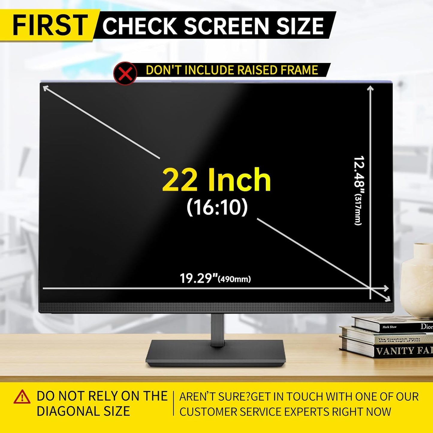 22 Inch Computer Privacy Screen for 16:10 Computer Monitor, Anti-Blue Light Monitor Privacy Screen Filter, Anti-UV Computer Shield, Hanging Type