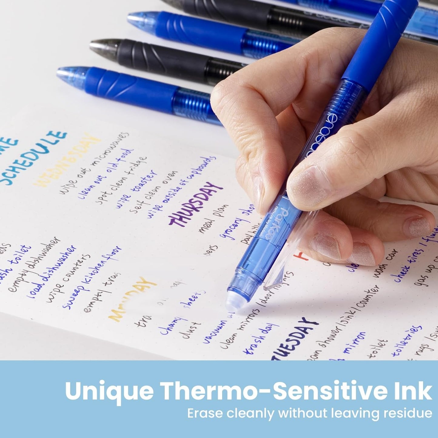 ParKoo 20 Pack Retractable Erasable Gel Pens Clicker, Fine Point 0.7 mm, Make Mistakes Disappear, Black Blue Pens for Writing, Journaling and Crossword Puzzles