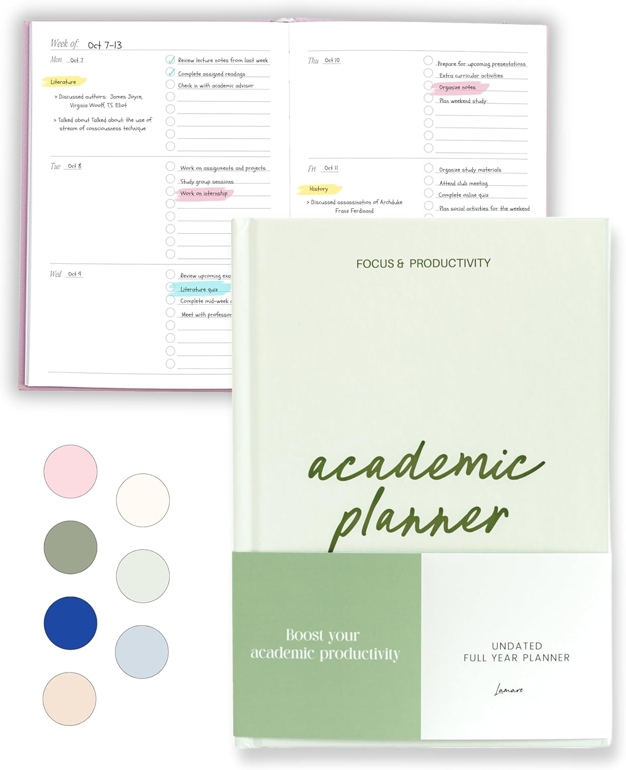 Lamare Academic Planner 2025-2026 – Undated Weekly College Student Planner 2025-2026 For Homeschool, High School, College & Nursing Students