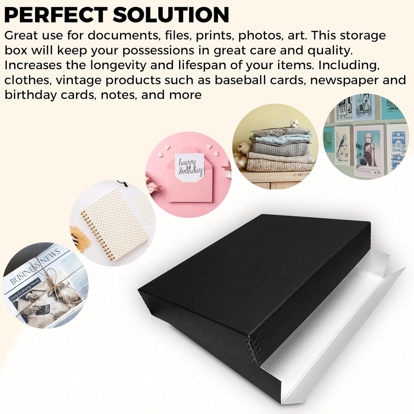 Golden State Art, Acid-Free Archival 14x18 Inches Metal Edge Drop Front Museum Photo Storage Box, Preserve Documents, Prints, Pictures, Photographs, Arts And Crafts, Black