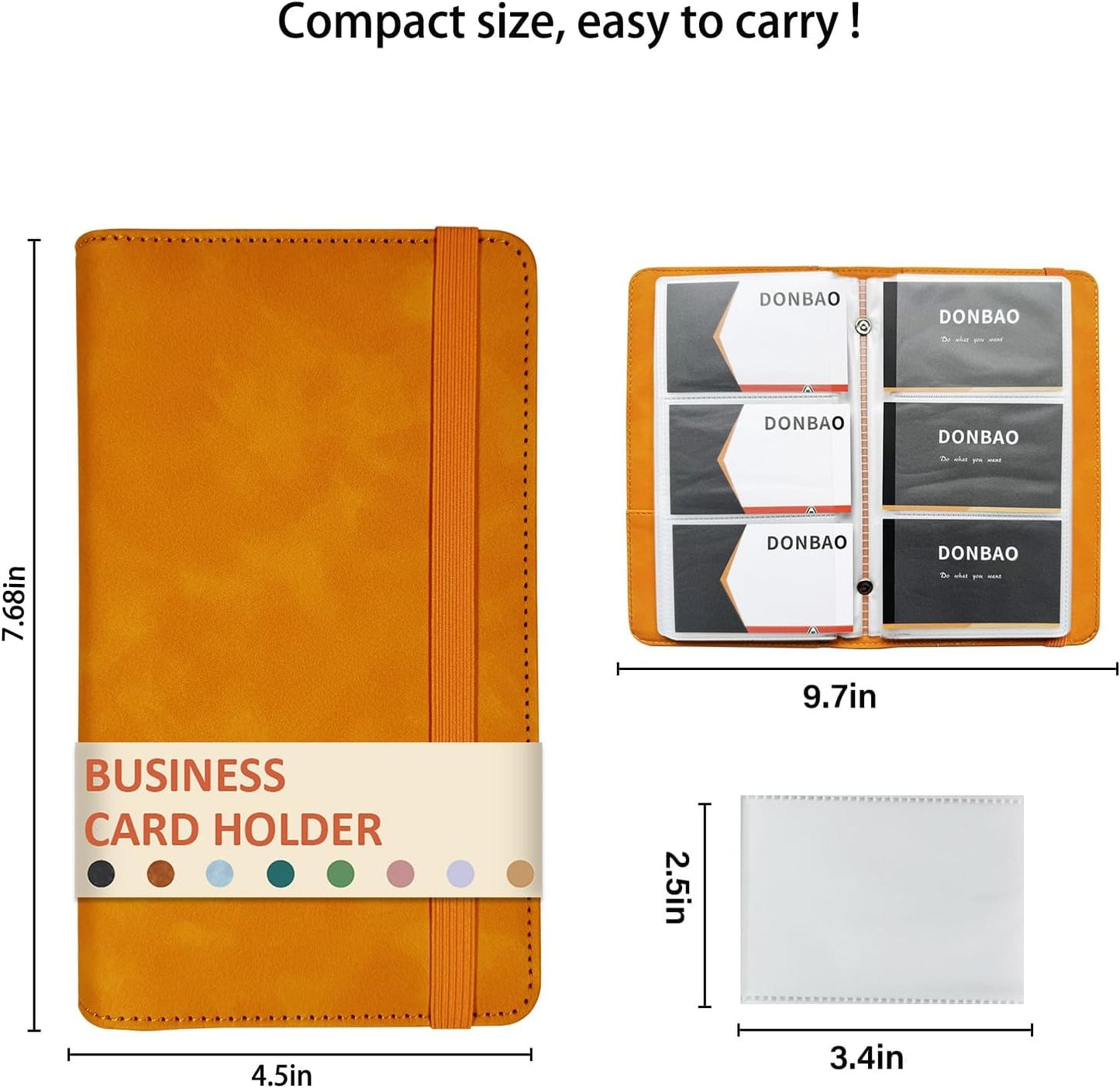 Leather Professional Business Card Holder Book Organizer, 240 Card Slots Capacity Booklet, Premium PU Name Cards Storage Folder with Soft Cover, Credit Card Binder Holder for Men/Women (Yellow)