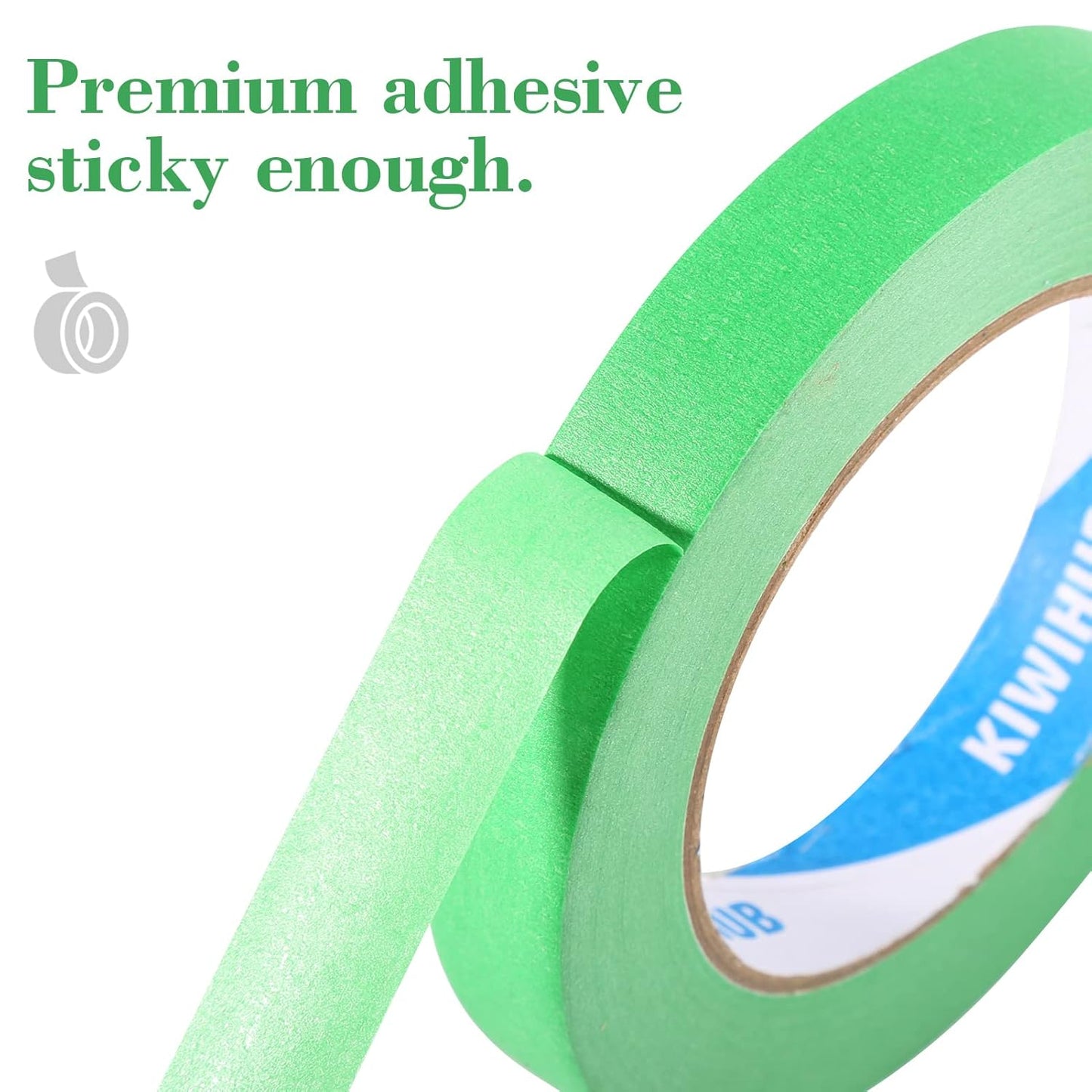 Green Painters Tape,0.7" x 60 Yards x 3 Rolls (180 Yards Total) - Medium Adhesive Masking Tape for Painting,Labeling,DIY Crafting,Decoration and School Projects