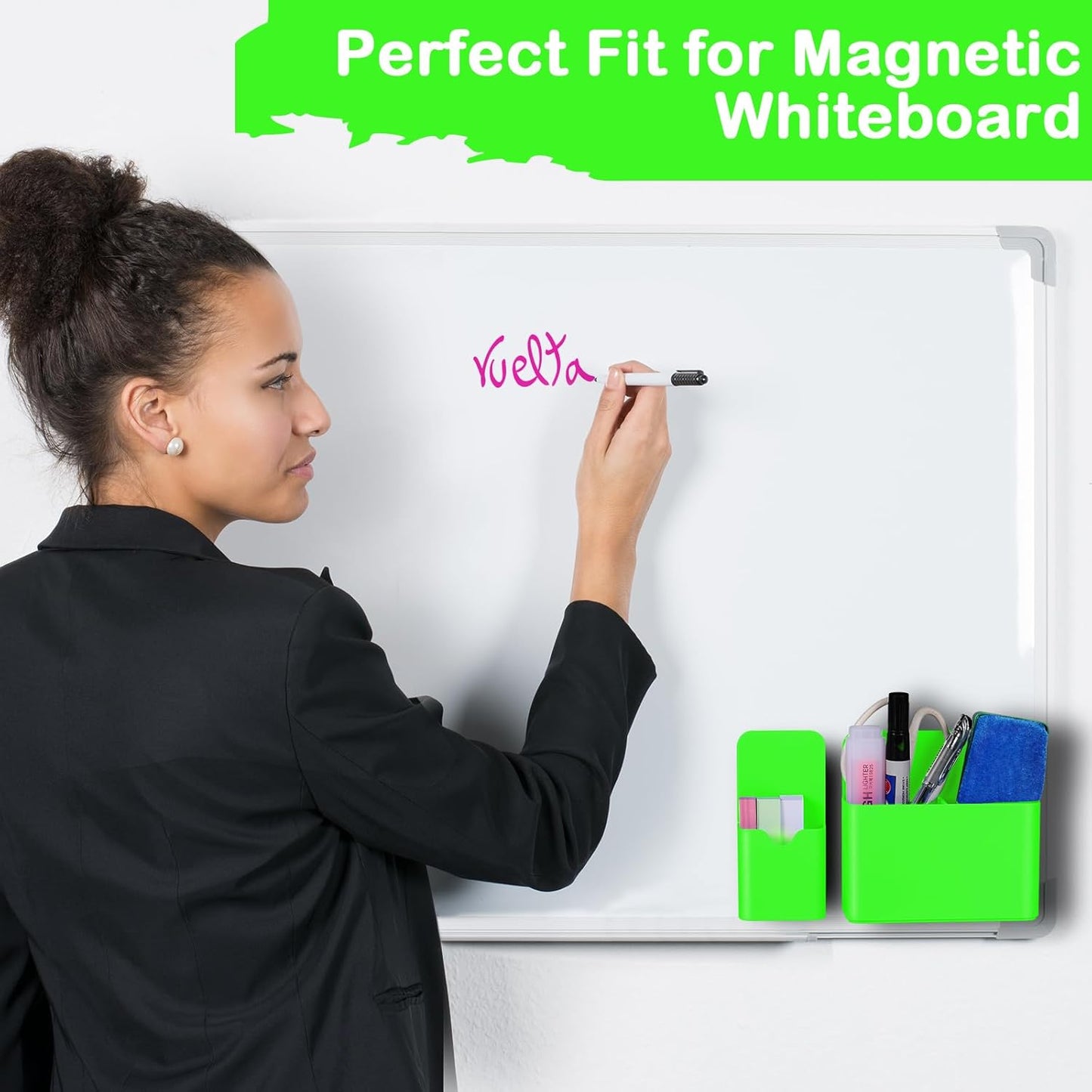 Magnetic Pen Holder,2 Pack Magnetic Dry Erase Marker Holder with Generous Compartments,Strong Magnet Storage Marker Pen Pencil Organizer for Refrigerator,Whiteboard,Locker Accessories