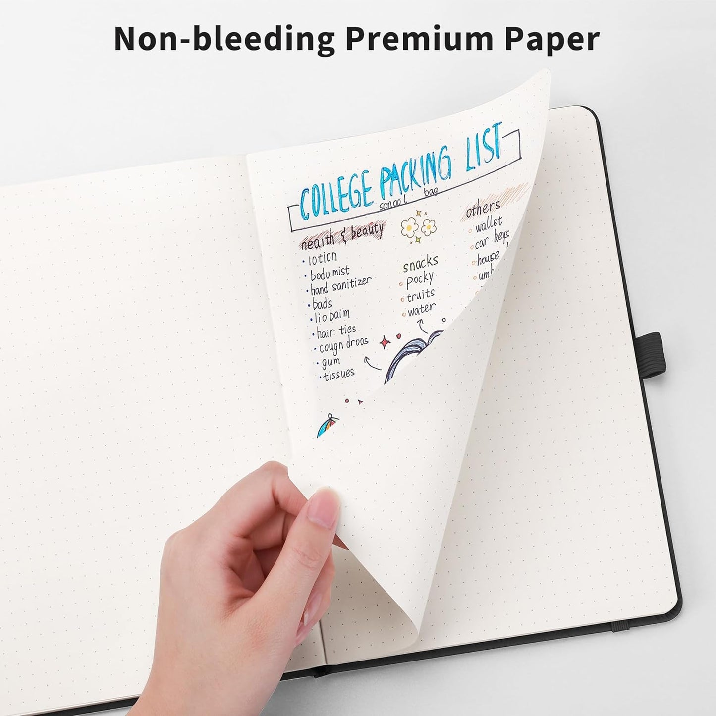 RETTACY Bullet Dotted Journal Notebook, 192 Pages, A5 Medium Size (5.7'' x 8.3''), Leather Hardcover, 100 GSM Thick Paper, for Bullet Journaling, Planning, Tracking (Light Green)