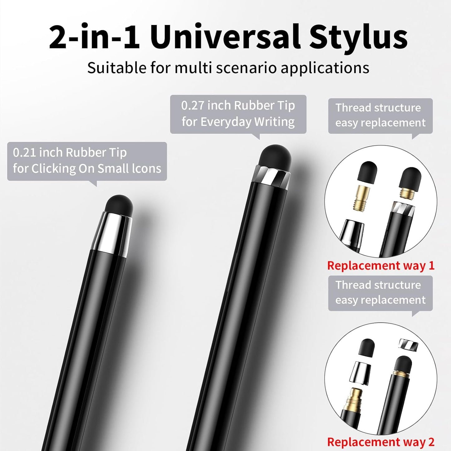 10 PCS Stylus,Stylus Pen for Touchscreen,Stylus 2-in-1 High Sensitivity & Precision Suitable for Touch Screens of iPhone/ipad/Android Tablets(10 Stylus Pen Silver/Black + 20 Tips)
