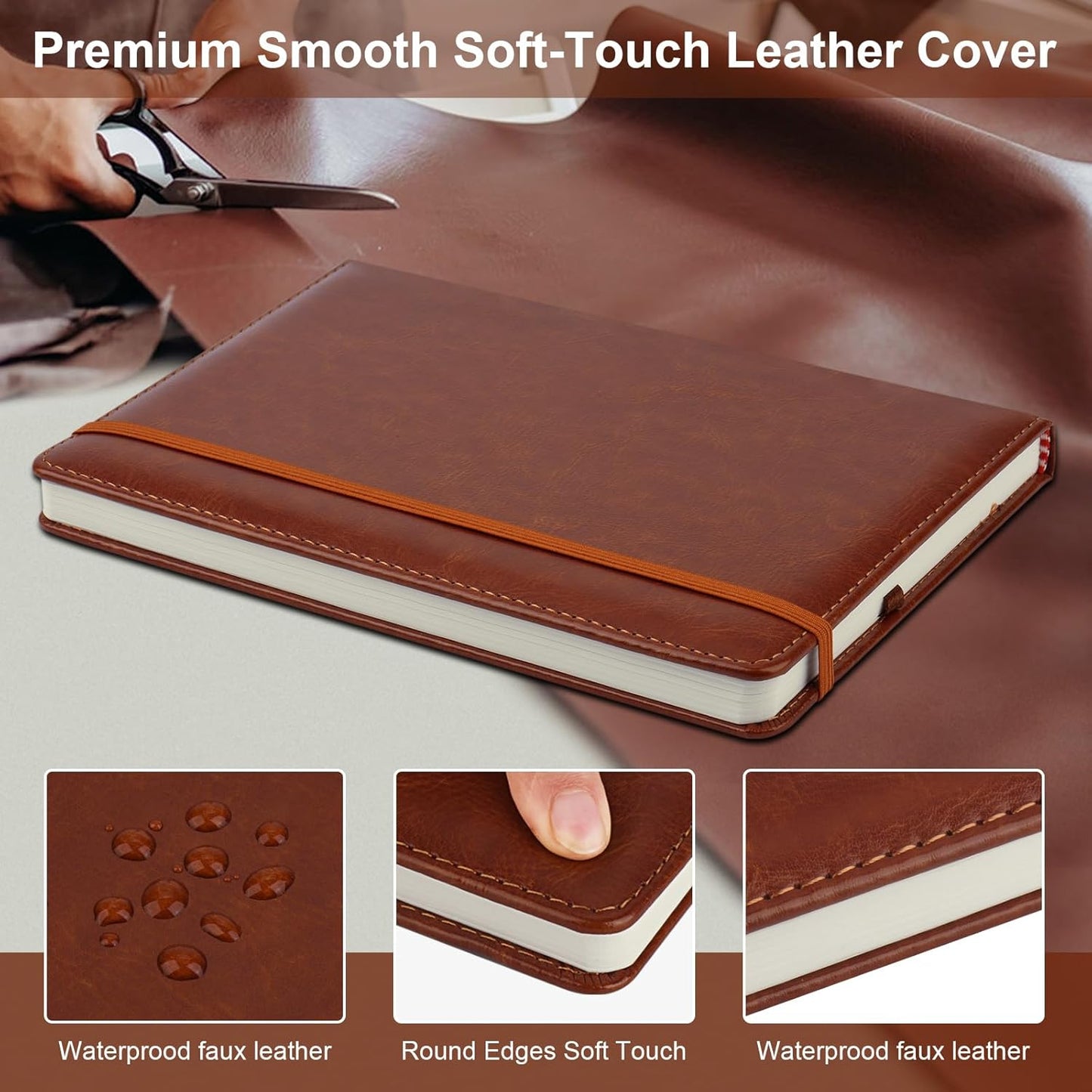 ZCZN Lined Journal Notebooks for Work, 5.5x8.3 in, 192 Pages, Hardcover Leather A5 Journals for Writing, Diary & Travel, College Ruled Journaling Notebooks for School, Office, Home (Brown*6)