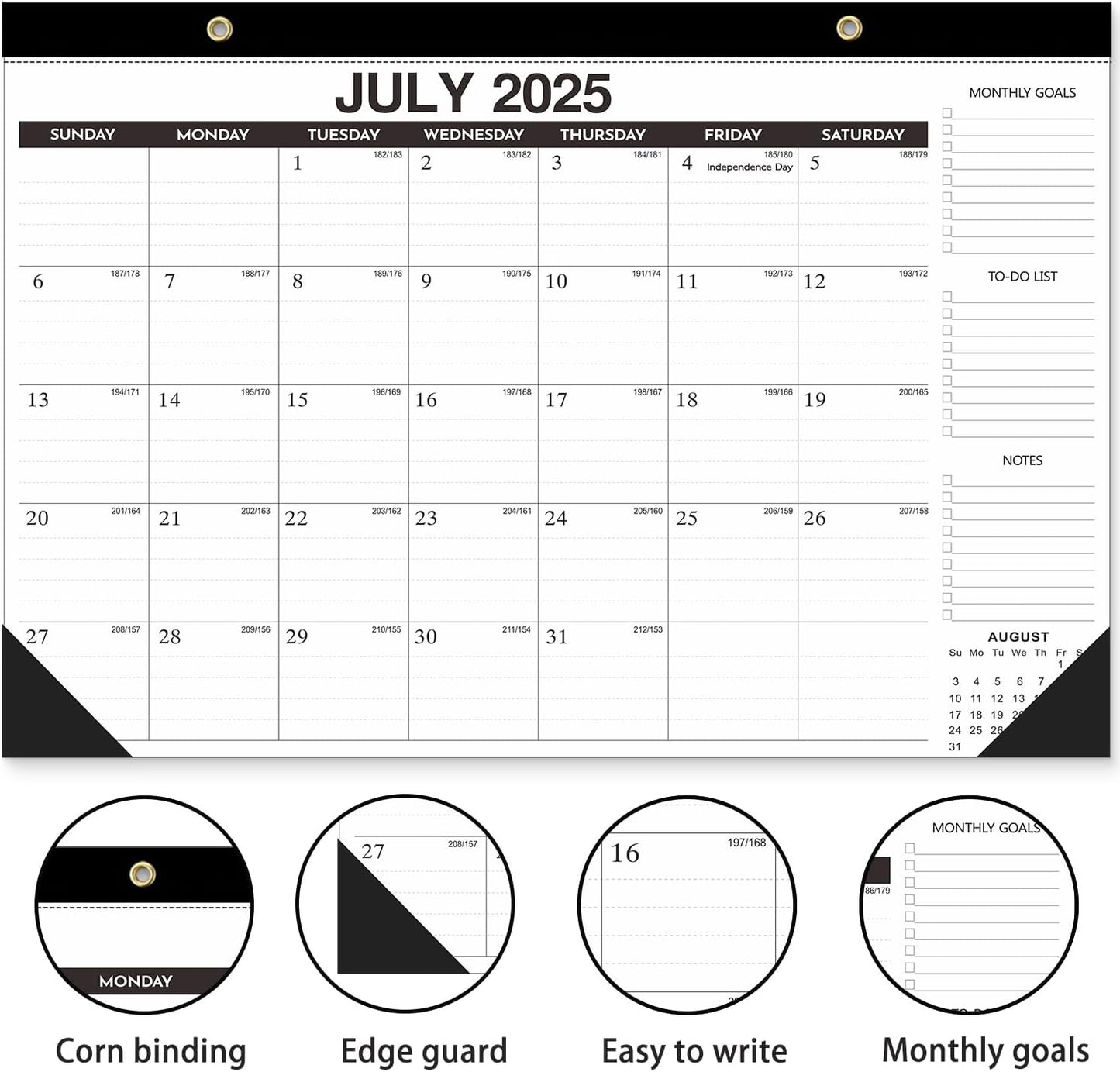 Kyweel 2025-2026 Desk Calendar, 12 Month Desk Calendar/Wall Calendar Combo, 17" x 12", July 2025-June 2026, Highlight Holidays, Planning Calendar, Thick Paper