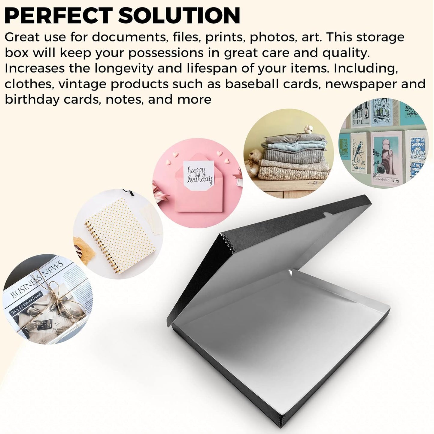 Golden State Art, Archival Folio Storage Box 18x24, Clamshell Design with Metal Edge, Preserve And Store Photos Documents Cards Prints Arts Crafts DIY, Black