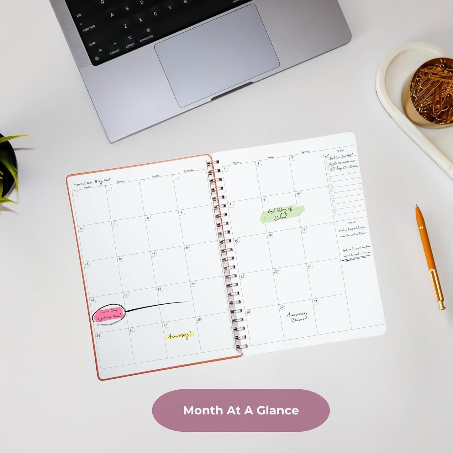 | Ultimate Yearly, Daily, Weekly, Monthly Planner | 8.25" x 11.75" | To Do List Notebook for Work | Simple Design | Multiple Layouts | Academic Planner and Organizer Notebook (Pink, Yearly Planner - Portrait)