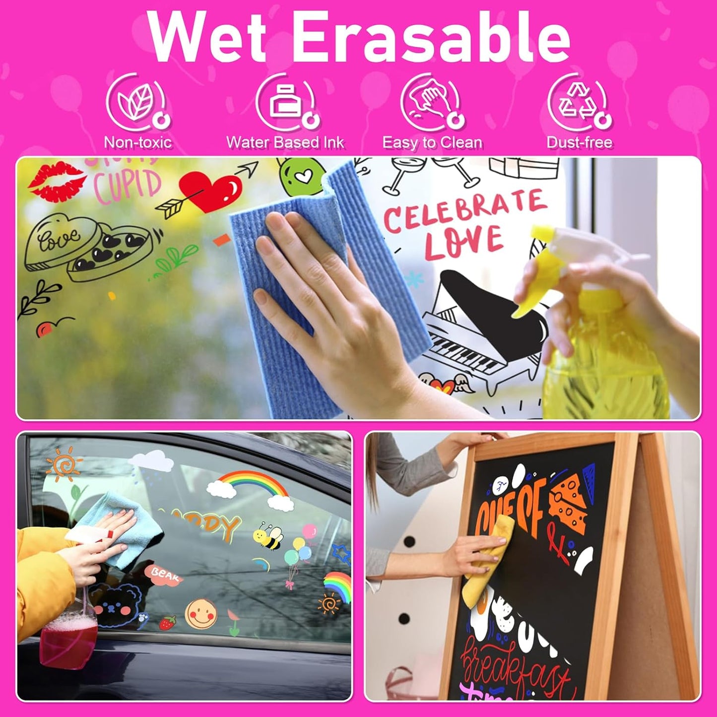 GOTIDEAL Chalk Markers, 30 Colors Liquid Chalk Markers for Blackboard Chalkboard Calendar Glass Neon Pens, Washable Window markers Paint and Drawing for Car, Auto, Bistro,Mirror Wet Erase Chisel Tip