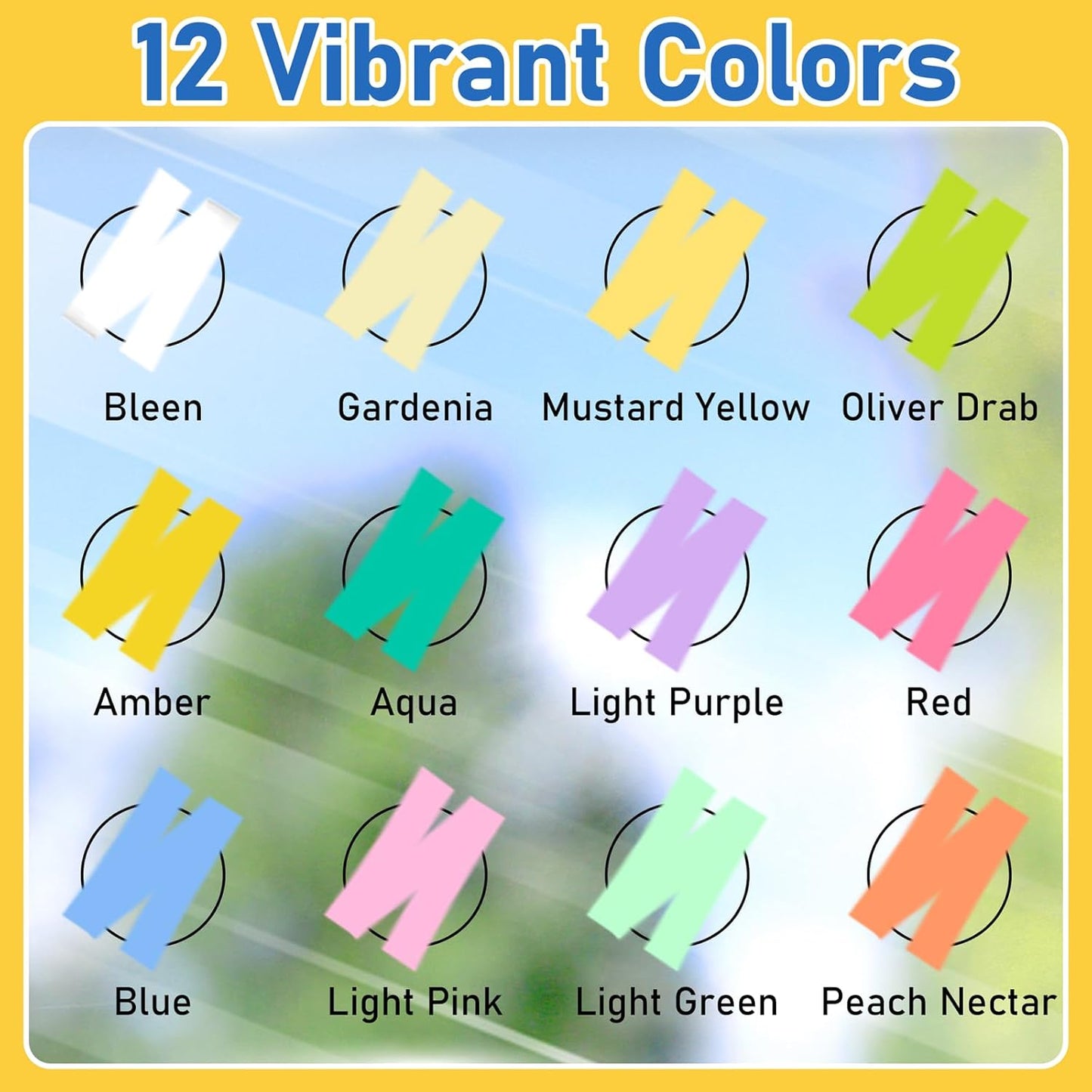 GOTIDEAL Window Markers, Jumbo Chalk Markers for Blackboard, Washable Car Marker for Chalkboard Glass Mirrow,10mm Thick Tip12 Colors(Pastel Color)