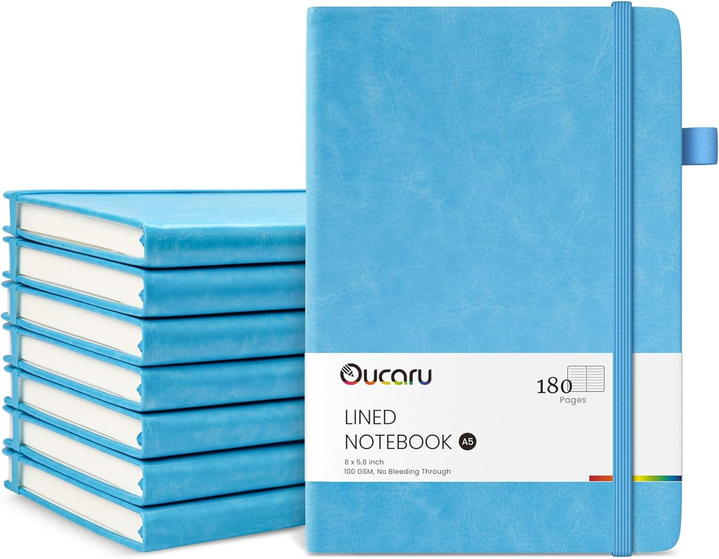 Oucaru Lined Journal Notebook, 8 Pack, 180 Pages, A5 Journals for Writing, 100 GSM Thick Paper, Small Notebooks Daily Journal for Women Men Work, Business, School, Travel Supplies