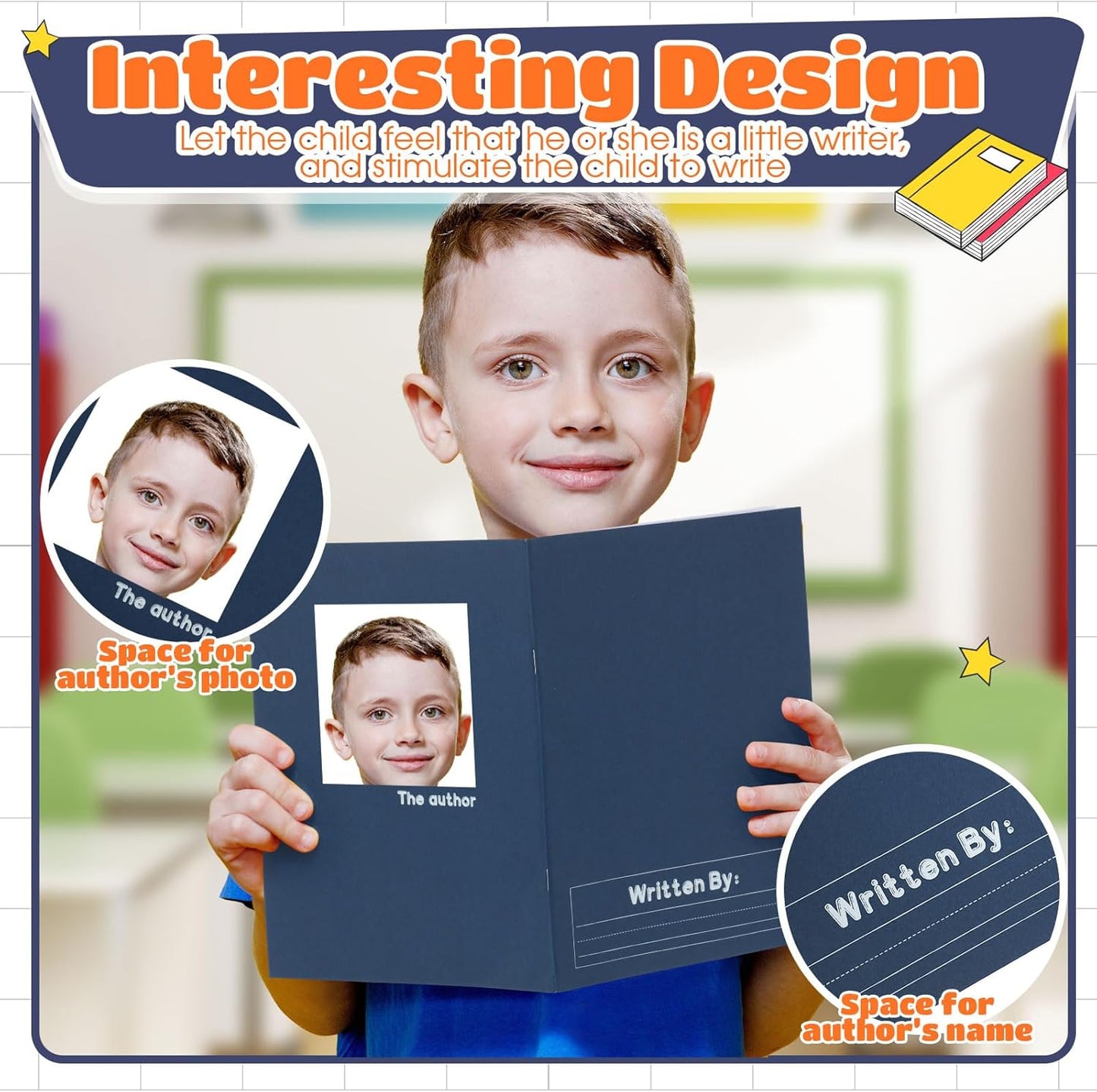 Henoyso 12 Pcs Primary Composition Notebook K-2 9 3/4 x 7 1/2 Inch Primary Journal, Back to School Supplies, Bulk Blank Writing Book for Kid to Write Draw Journal 60 Page Notebooks (Dark Color)