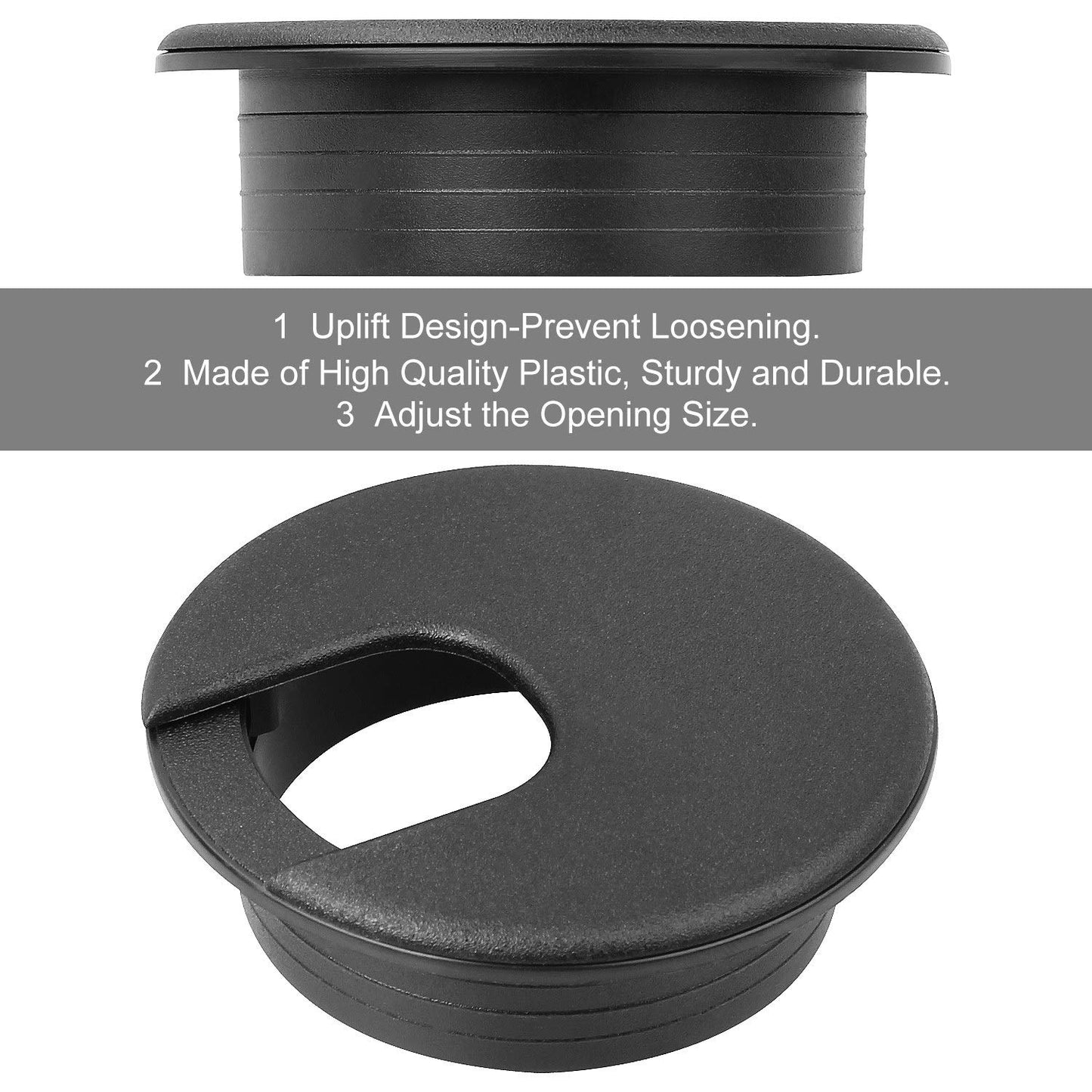 2" Desk Grommet Black, 30PACK Wire Cable Hole Cover PC Computer Desk Plastic Grommet Cord, Tidy Cable Wire Grommet for Office PC Computer Desk Cord Management, (50mm Mounting Hole Diameter)