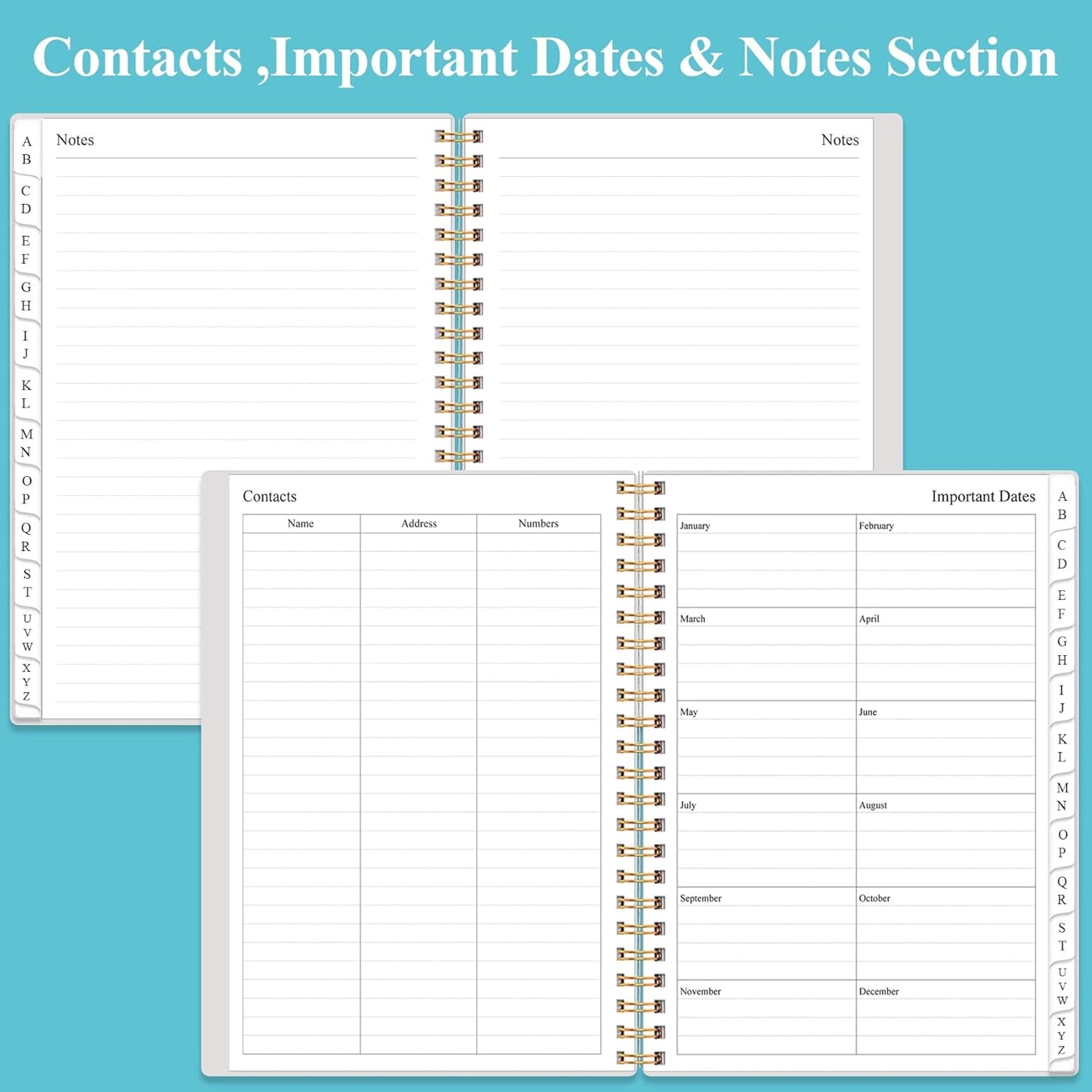 Address Book with Alphabetical Tabs - A5 Telephone & Address Book with Address Contacts, Special Date, Phone, Birthday & Internet Login Password for Home and Office, 6.2" x 8.5", Blue Watercolor